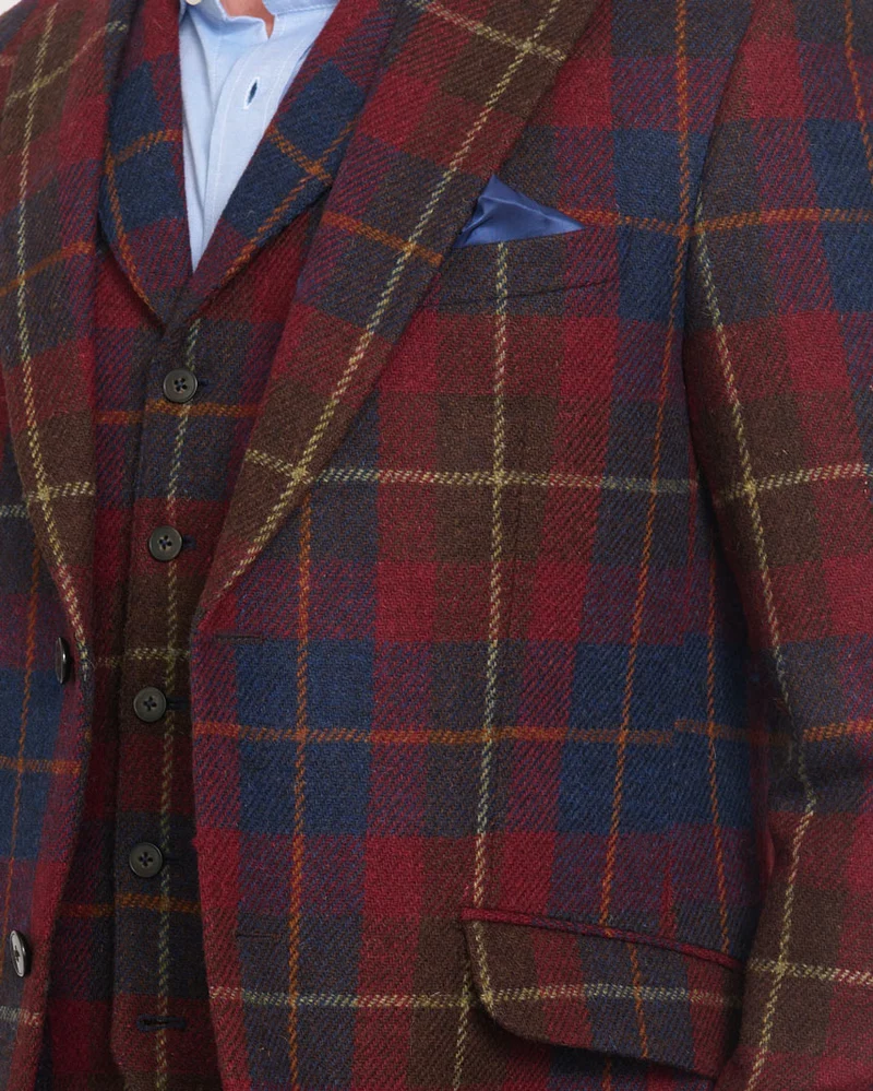 Harris Tweed Sakko "London" in berry check