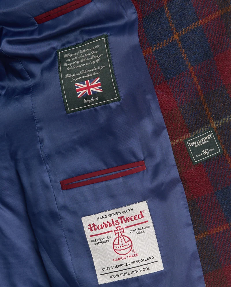 Harris Tweed Sakko "London" in berry check