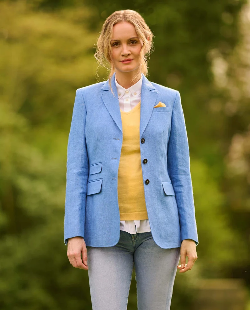 edler Damen Leinenblazer "Carola" in royal blue