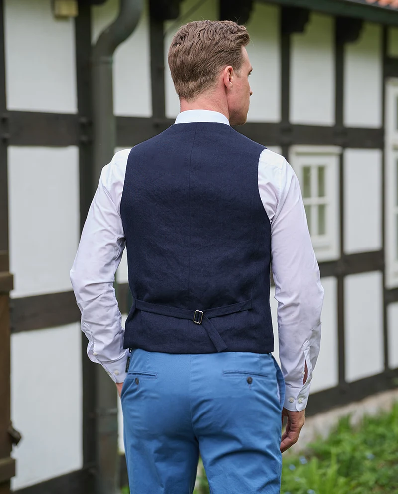 Herren Leinenweste "Wales" in navy