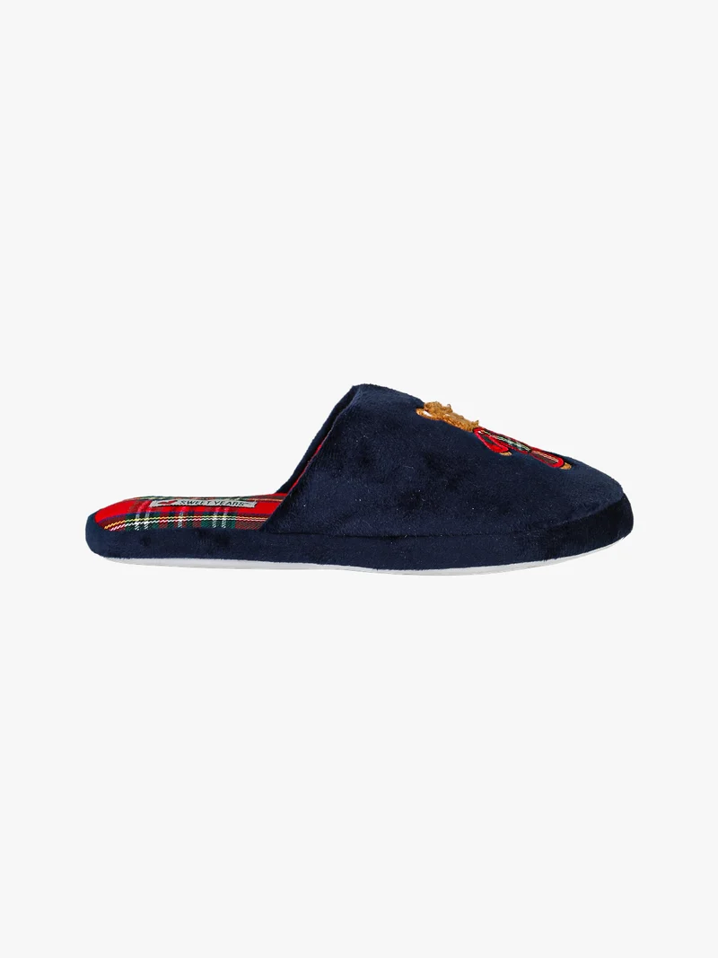 Pantofole donna con stampa orsacchiotto - blu scuro