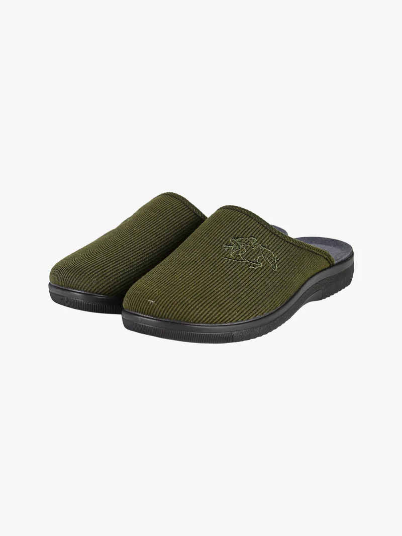 Pantofole uomo in tessuto a coste - militare