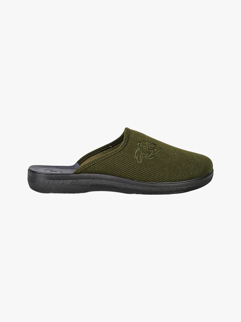 Pantofole uomo in tessuto a coste - militare