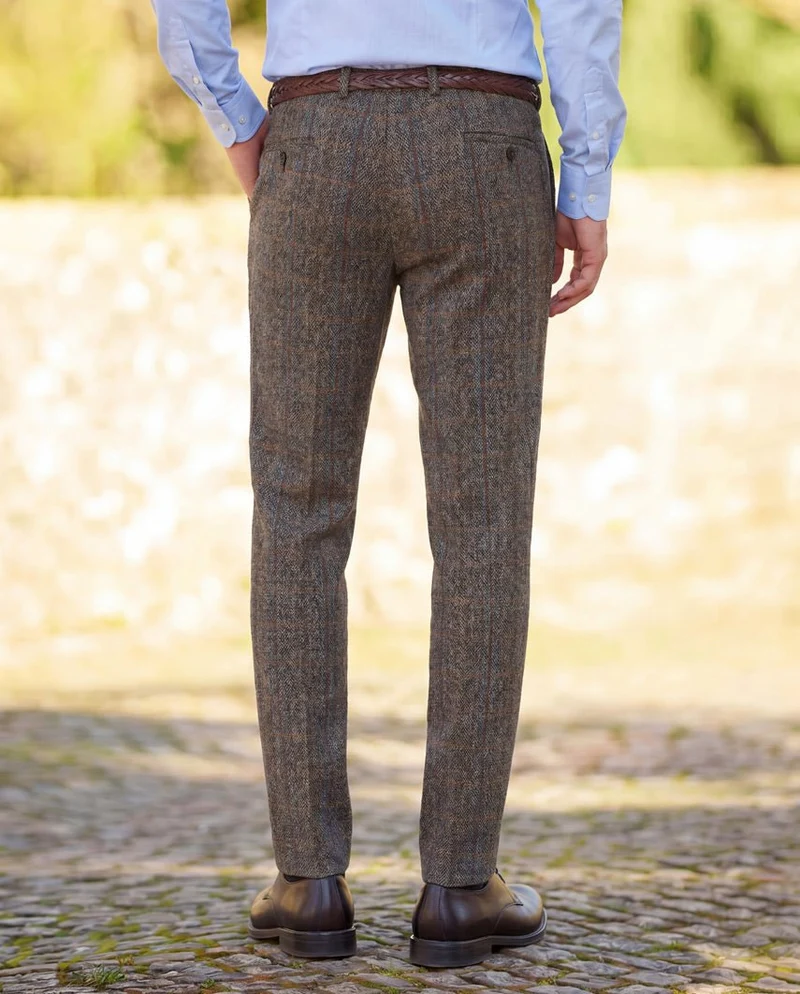 Harris Tweed Hose "Mr. Miller" in green-blue herringbone