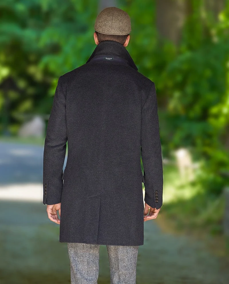 Herrenmantel "Dorchester" – Zweireiher in Anthra aus edlem Woll-Kaschmir