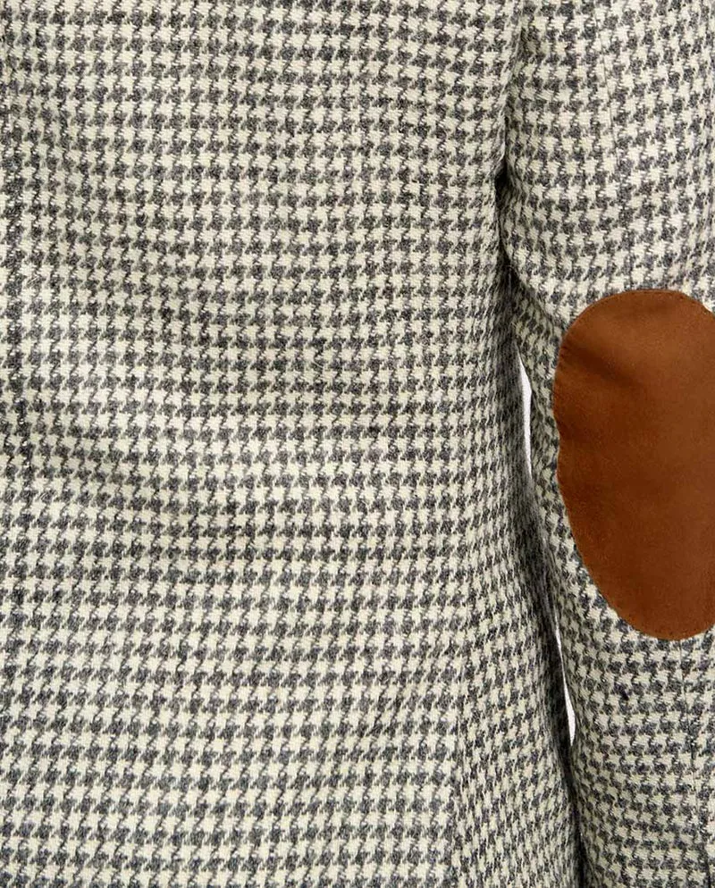 Harris Tweed Sakko "London" in grey-cream houndstooth