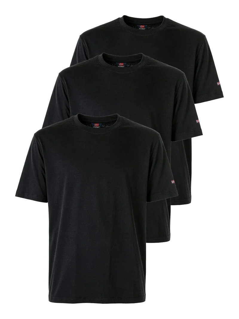 Confezione da 3 pezzi t-shirt intima da uomo a manica corta in cotone - nero
