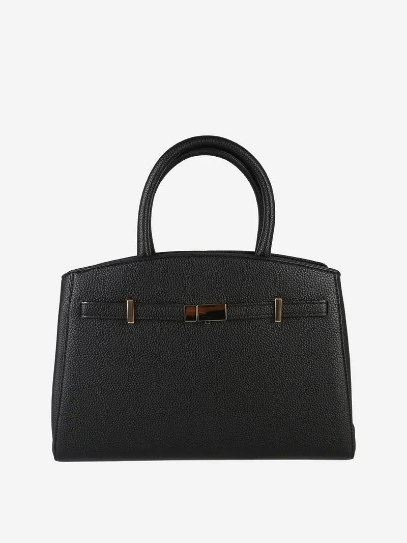 Borsa da donna in ecopelle con doppi manici - nero