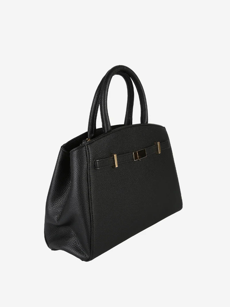 Borsa da donna in ecopelle con doppi manici - nero