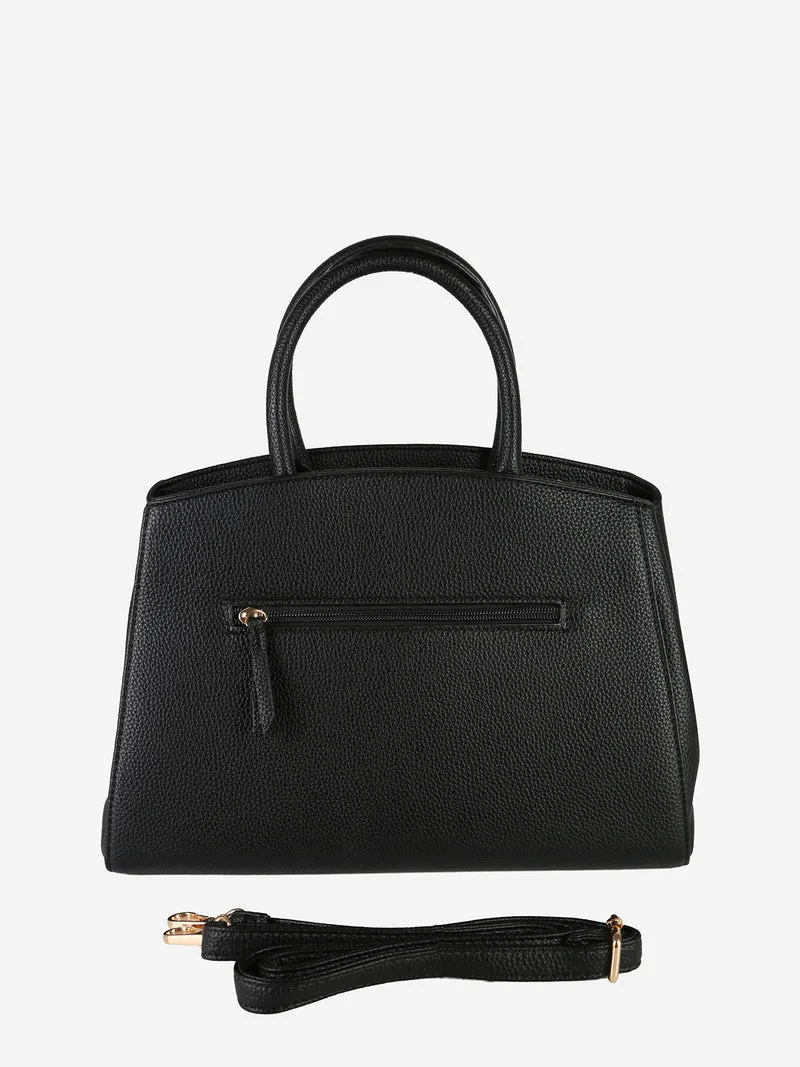 Borsa da donna in ecopelle con doppi manici - nero
