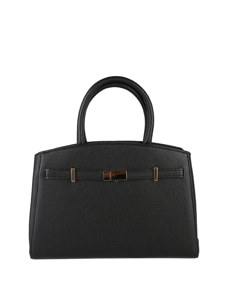 Borsa da donna in ecopelle con doppi manici - nero