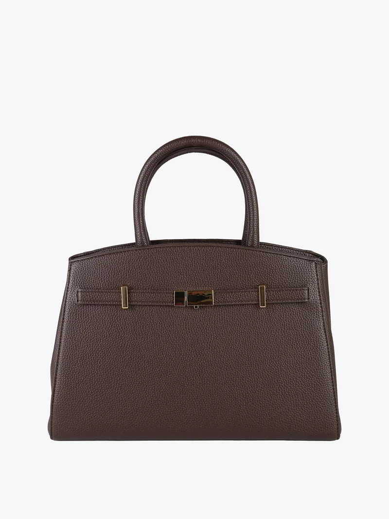 Borsa da donna in ecopelle con doppi manici - moro