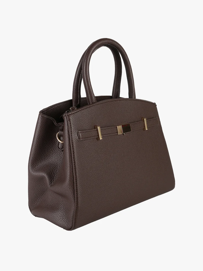 Borsa da donna in ecopelle con doppi manici - moro