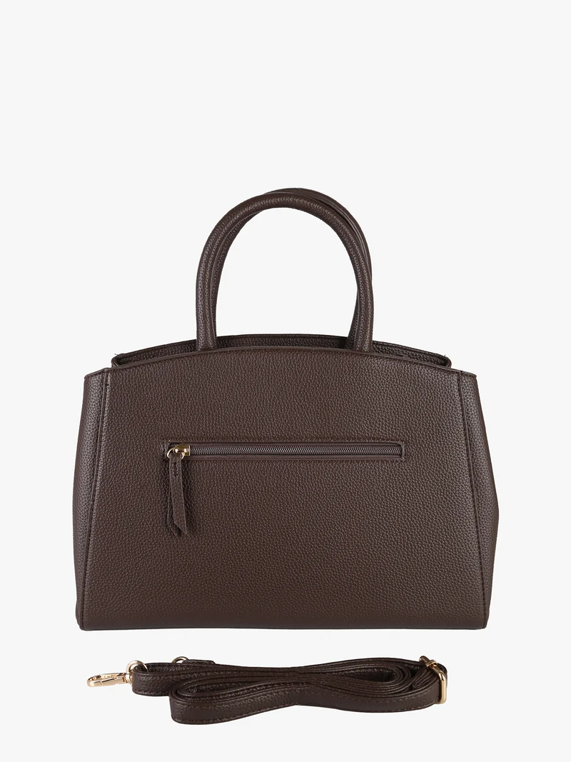 Borsa da donna in ecopelle con doppi manici - moro
