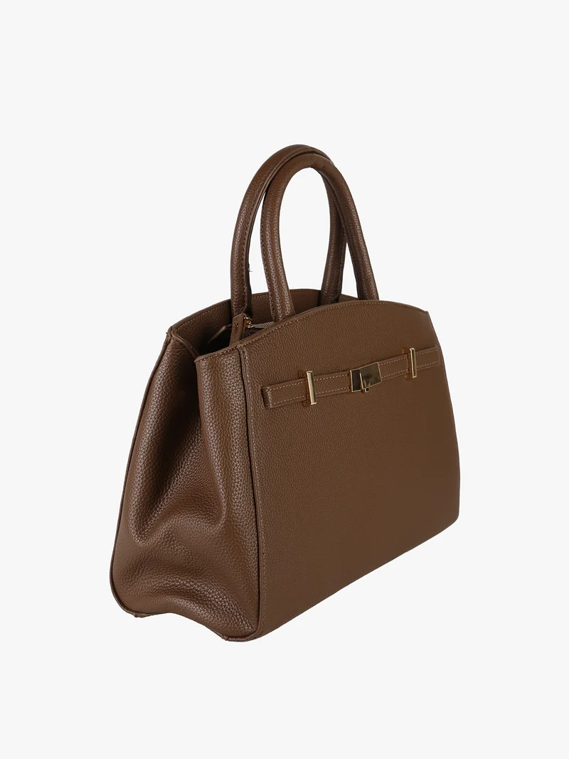 Borsa da donna in ecopelle con doppi manici - marrone