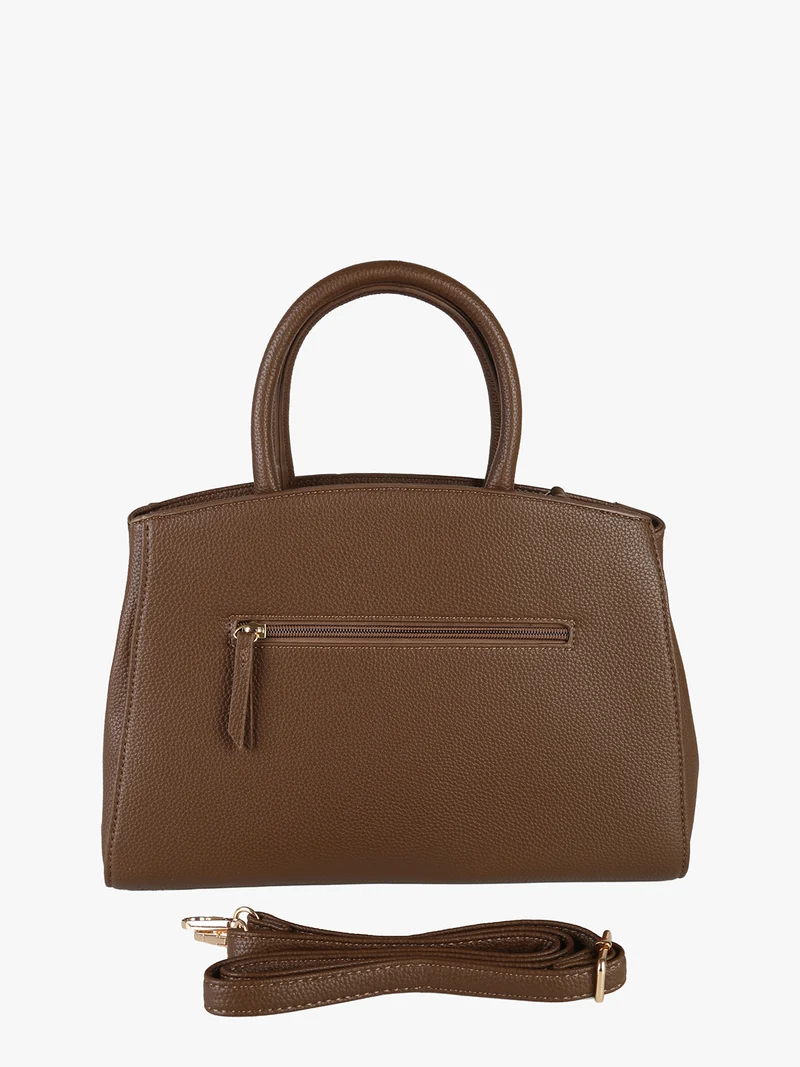 Borsa da donna in ecopelle con doppi manici - marrone