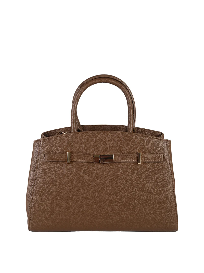 Borsa da donna in ecopelle con doppi manici - marrone