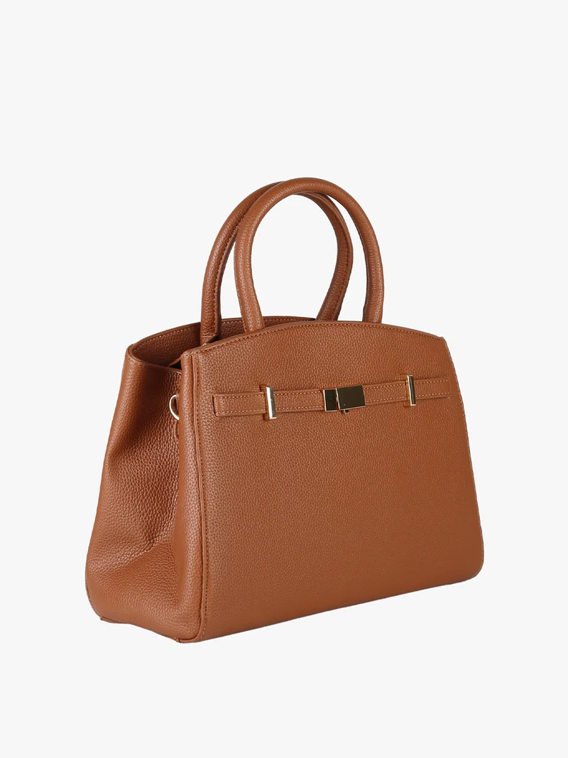 Borsa da donna in ecopelle con doppi manici - cuoio