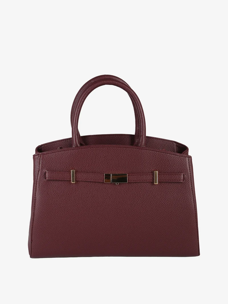 Borsa da donna in ecopelle con doppi manici - bordeaux
