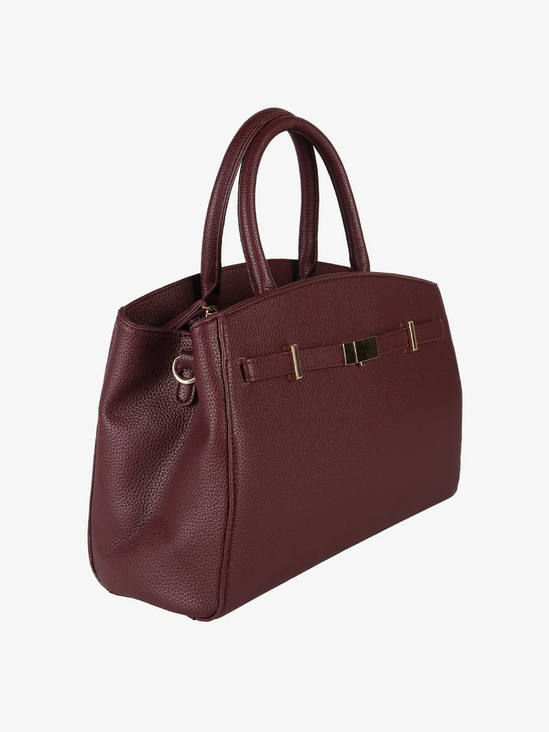Borsa da donna in ecopelle con doppi manici - bordeaux