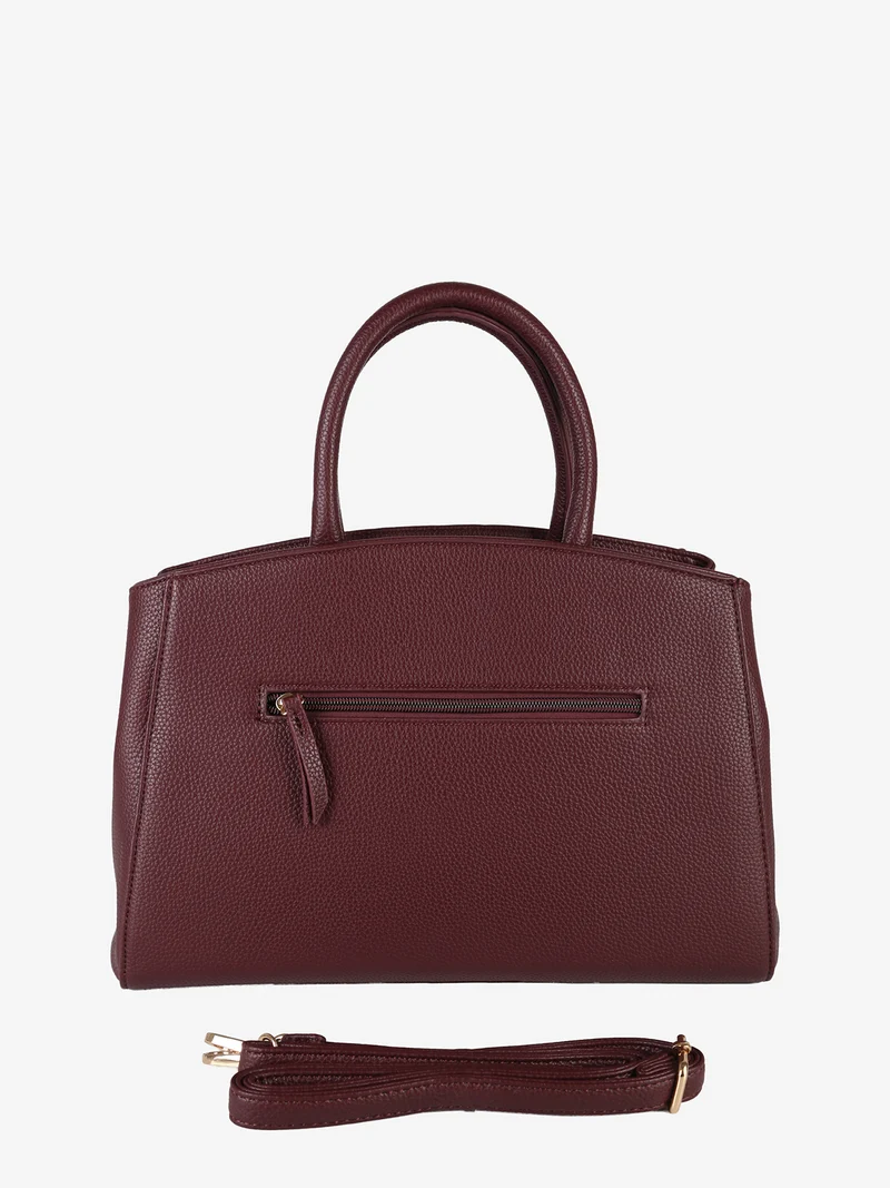 Borsa da donna in ecopelle con doppi manici - bordeaux