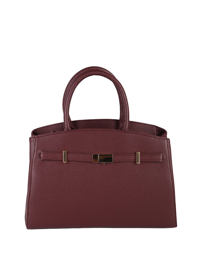 Borsa da donna in ecopelle con doppi manici - bordeaux