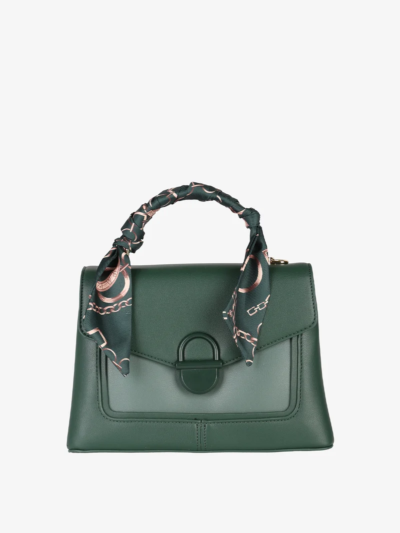 Borsetta a mano da donna con foulard sul manico - verde