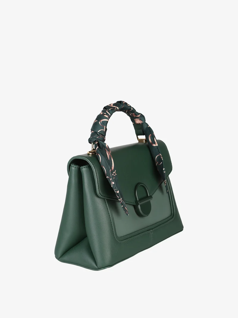 Borsetta a mano da donna con foulard sul manico - verde