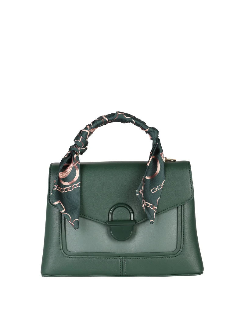 Borsetta a mano da donna con foulard sul manico - verde
