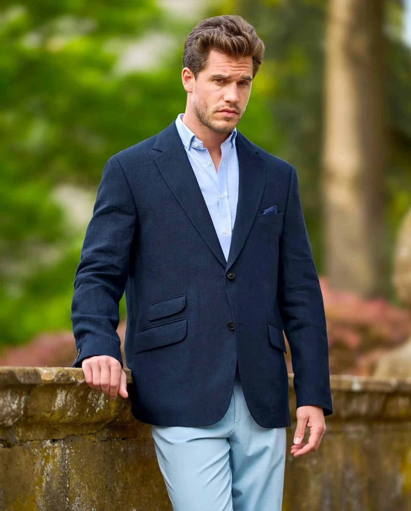 Herren Leinen Sakko "London" in navy