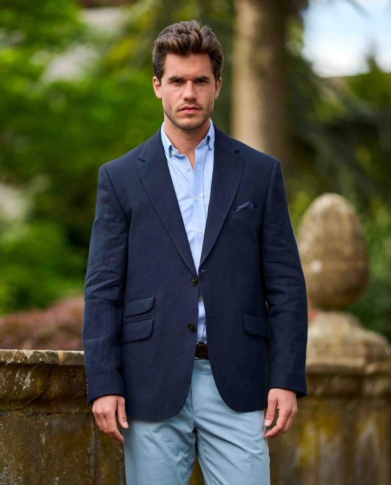 Herren Leinen Sakko "London" in navy