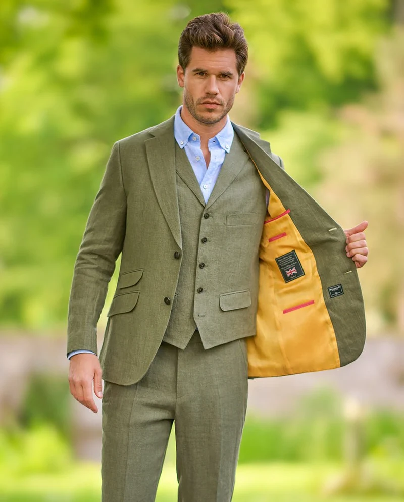 Herren Leinen Sakko "London" in oliv
