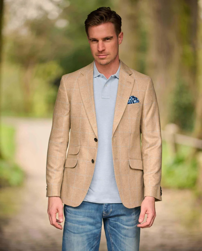 Sommersakko "London" aus Seide im beige check