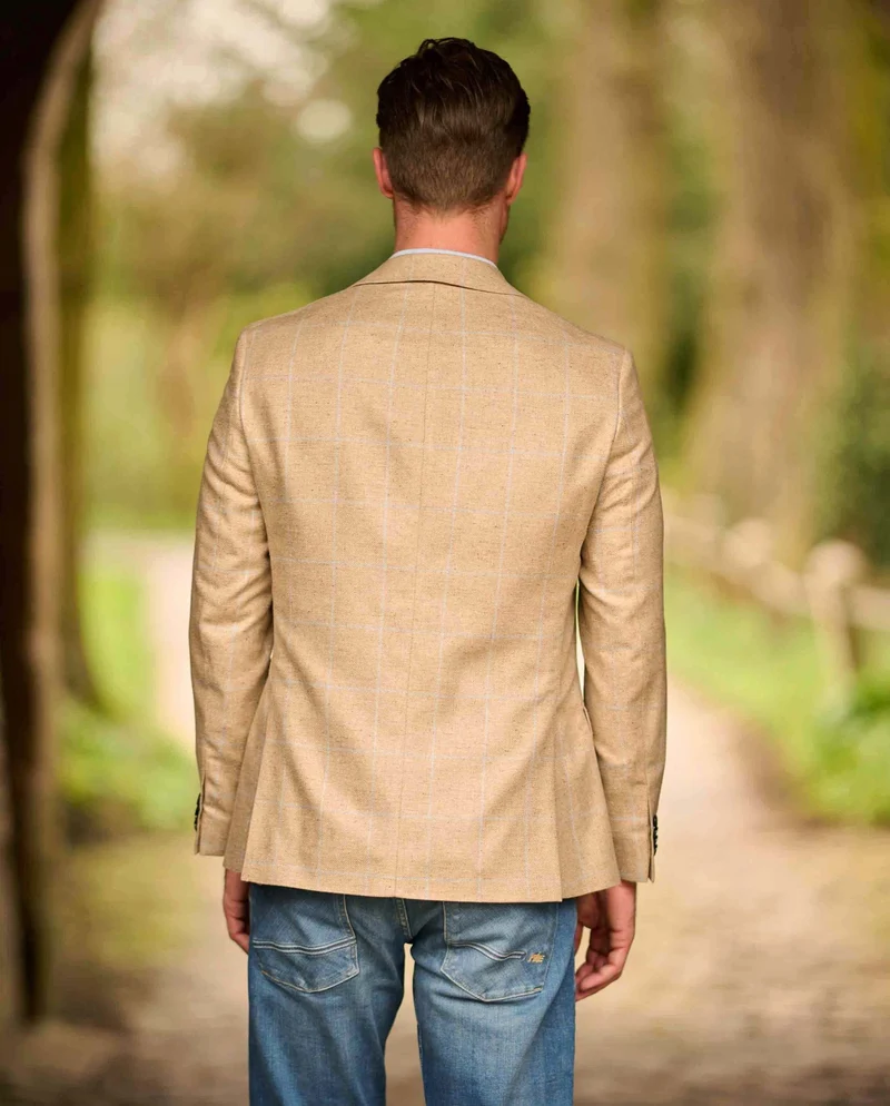 Sommersakko "London" aus Seide im beige check