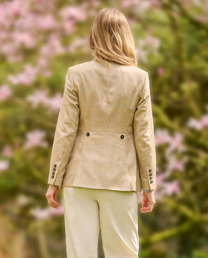 Damen Seidenblazer "Carola" im beige check