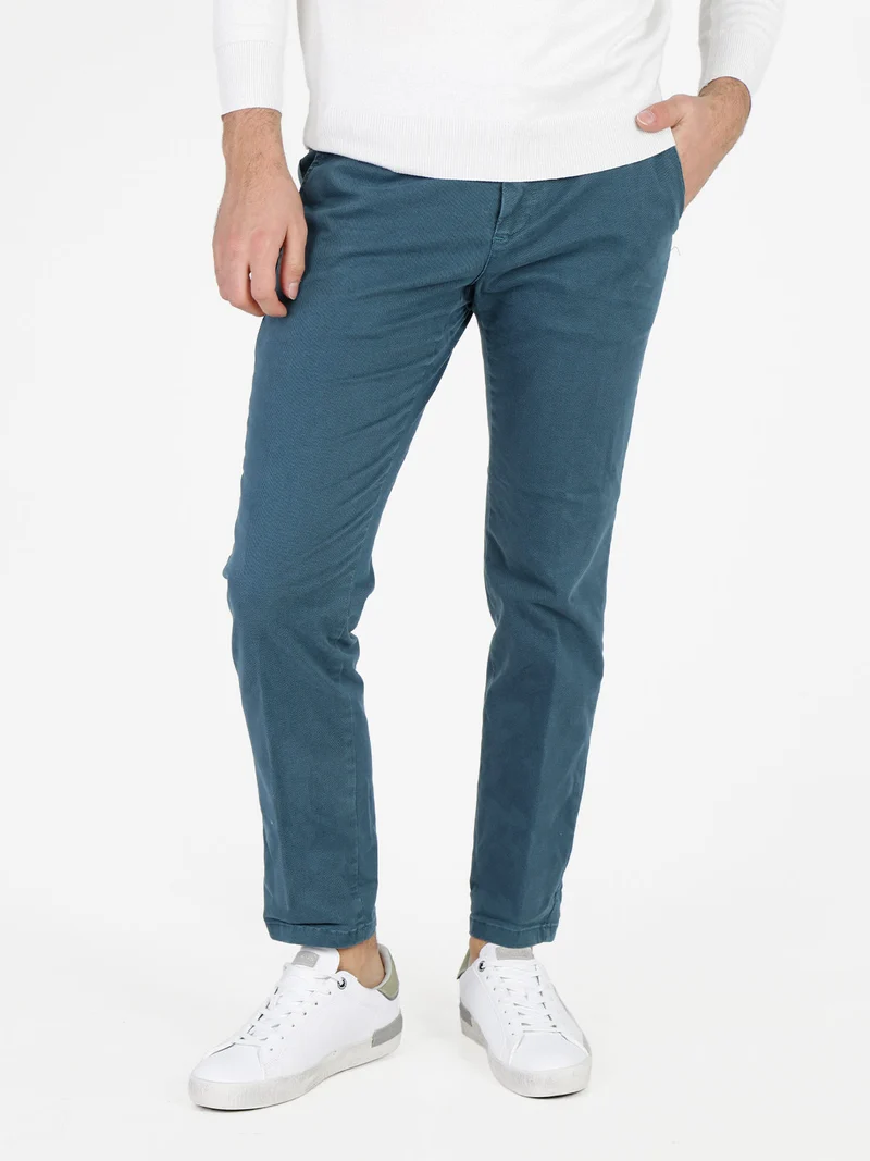 Pantaloni casual slim fit da uomo taglie grandi - ottanio