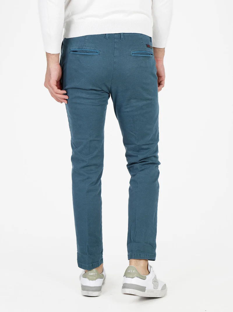Pantaloni casual slim fit da uomo taglie grandi - ottanio