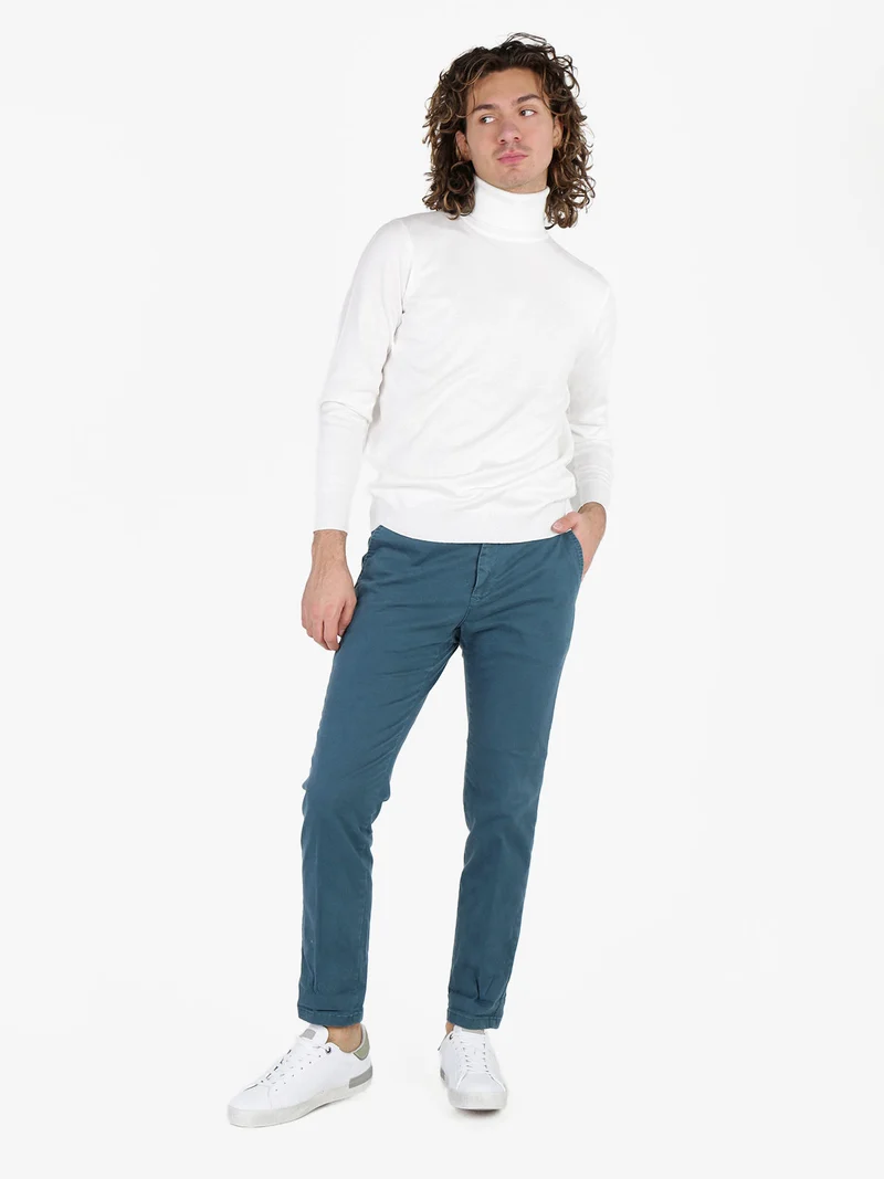 Pantaloni casual slim fit da uomo taglie grandi - ottanio