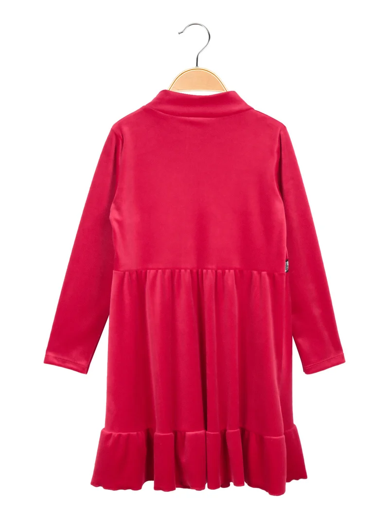 Vestito in ciniglia con paillettes e collana - rosso