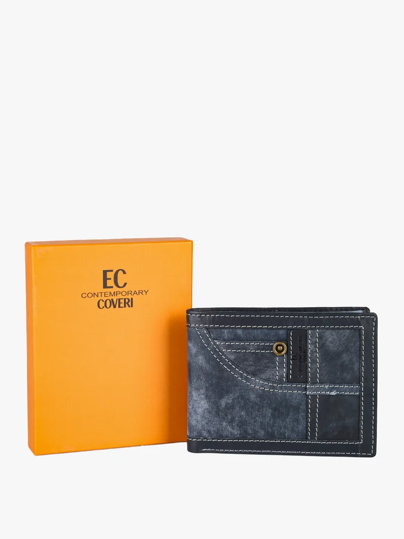 Portafoglio in pelle da uomo sportivo con impunture - jeans