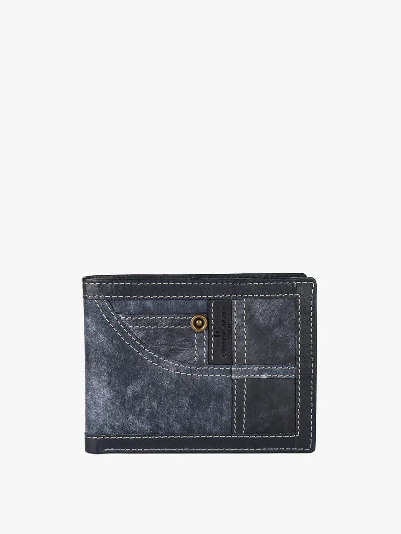 Portafoglio in pelle da uomo sportivo con impunture - jeans