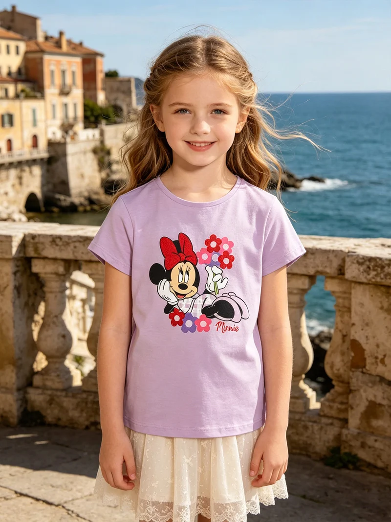 Minnie t-shirt da bambina in cotone con stampa - lilla