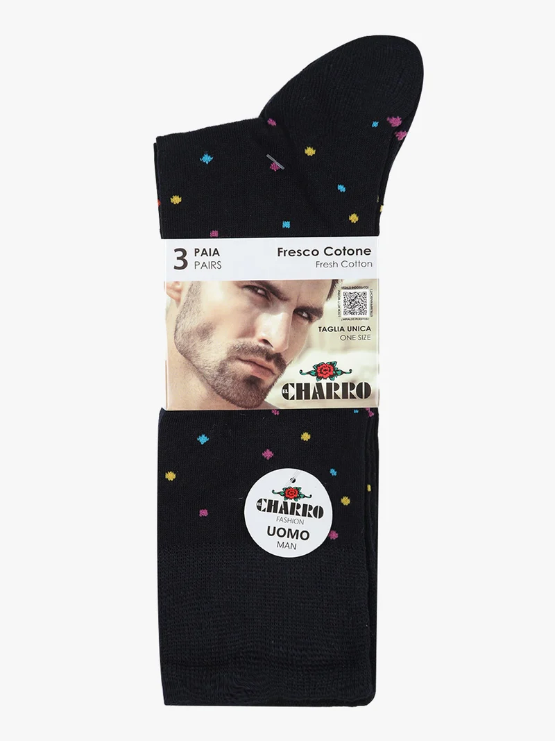 3 Paia di calze lunghe da uomo a pois - nero