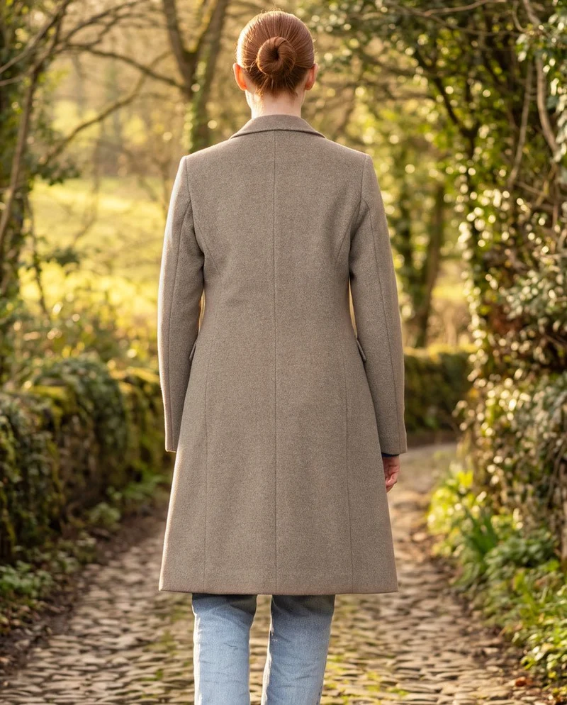 Damenmantel "Emilia" aus Woll-Kaschmirqualität in taupe