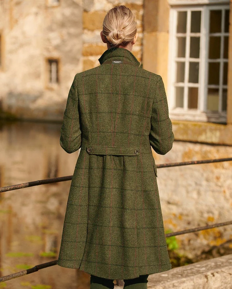 Harris Tweed Damenmantel "Brenda" in green Overcheck