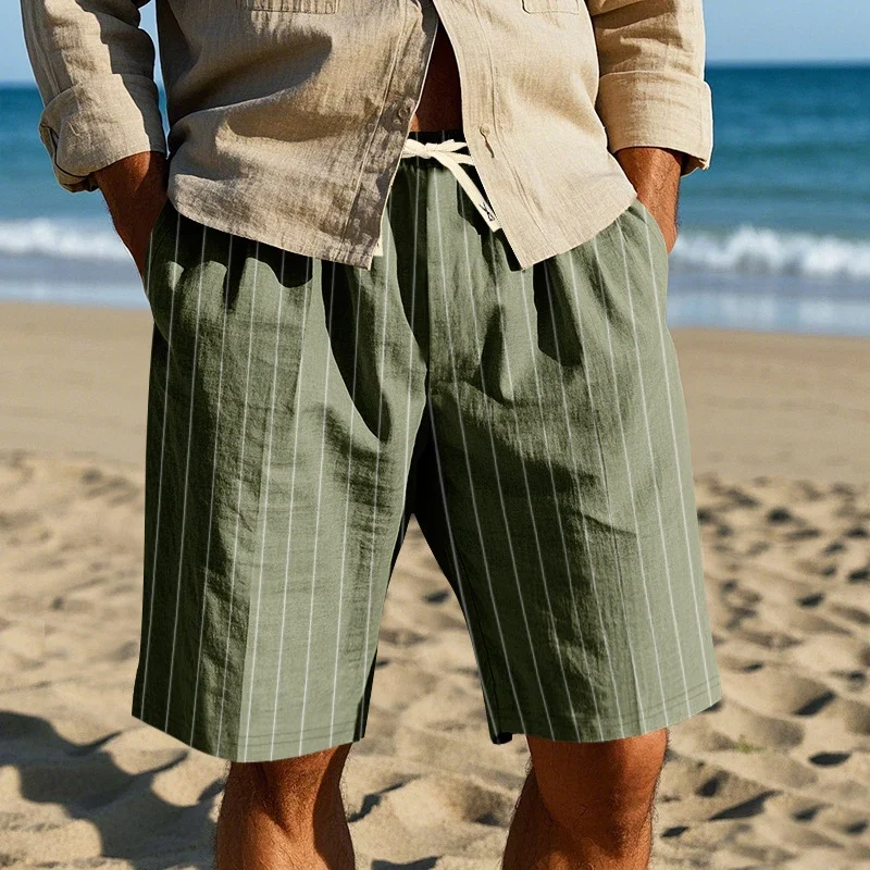 Elegant Striped Linen Shorts