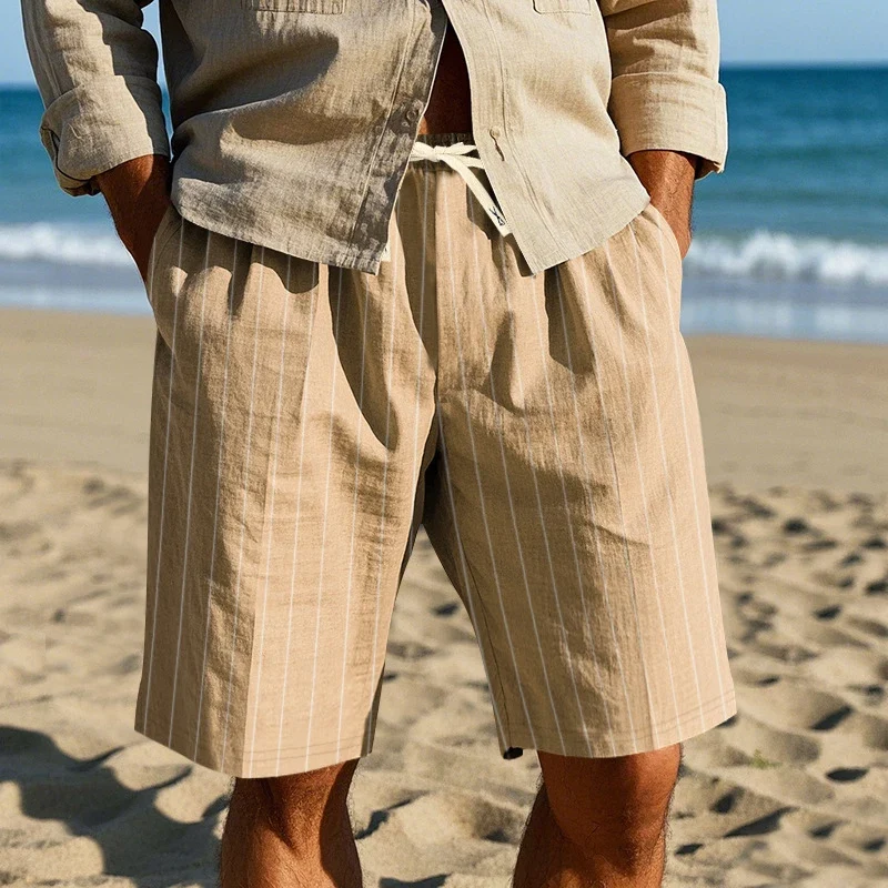 Elegant Striped Linen Shorts