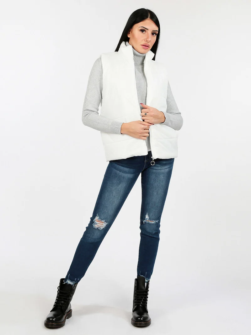 Gilet donna imbottito oversize - bianco