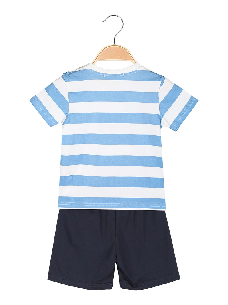 Completo da neonato 2 pezzi con t-shirt e bermuda - azzurro