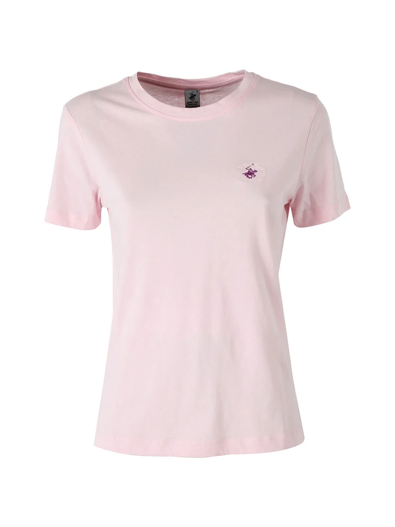 T-shirt girocollo da donna in cotone - rosa